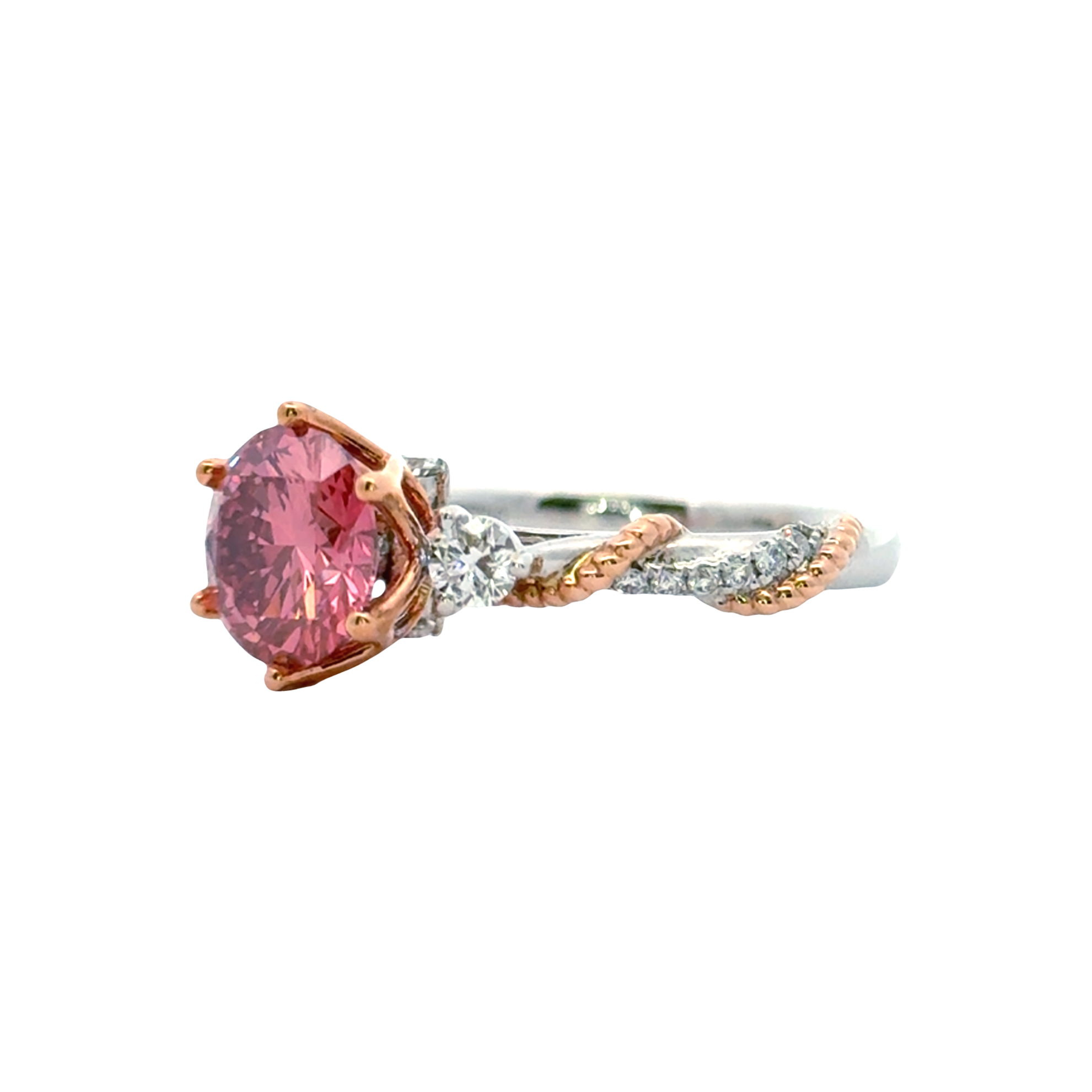 LGV1108 - [Setting Only] Twisted Shank Three Stone Round Engagement Ring