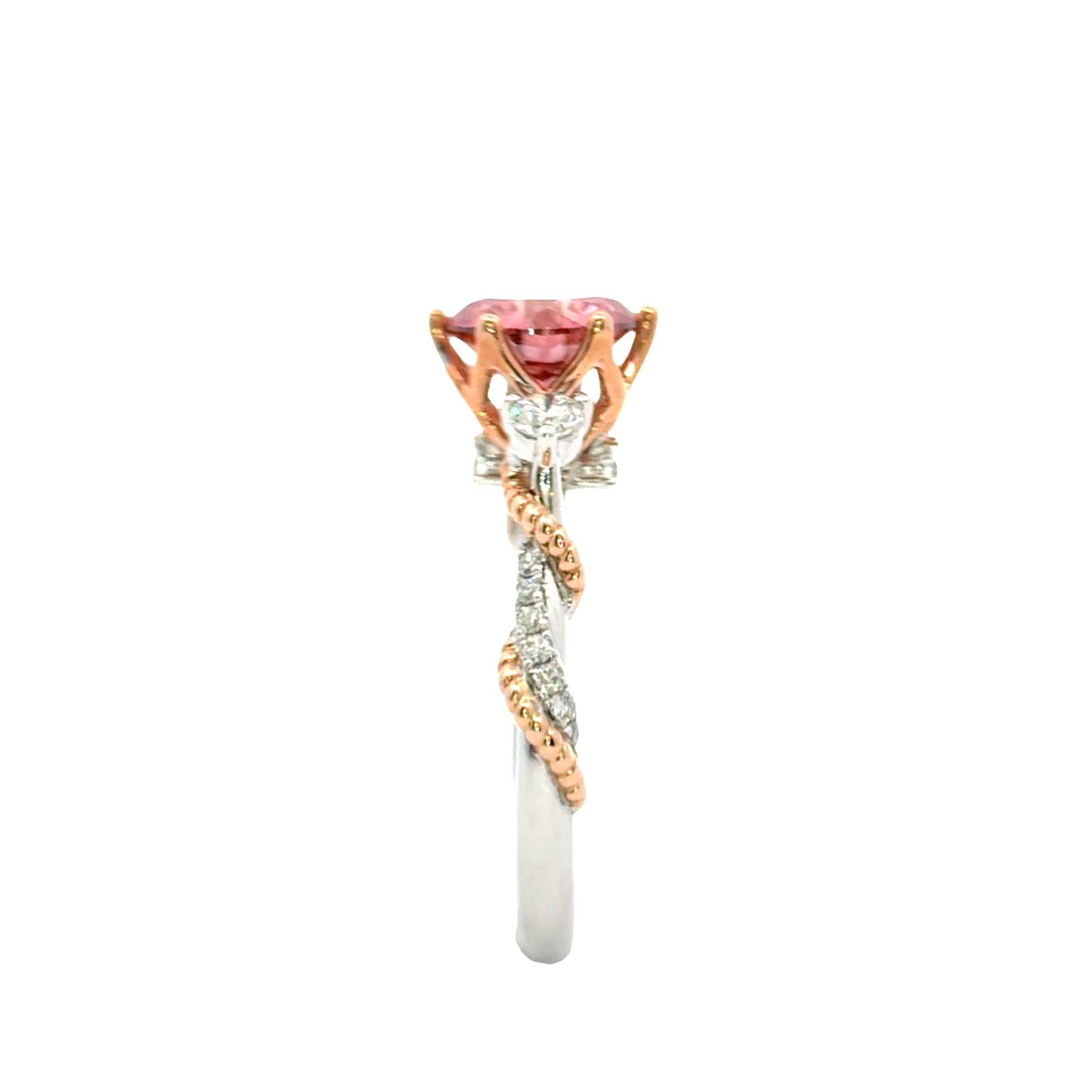 LGV1108 - [Setting Only] Twisted Shank Three Stone Round Engagement Ring