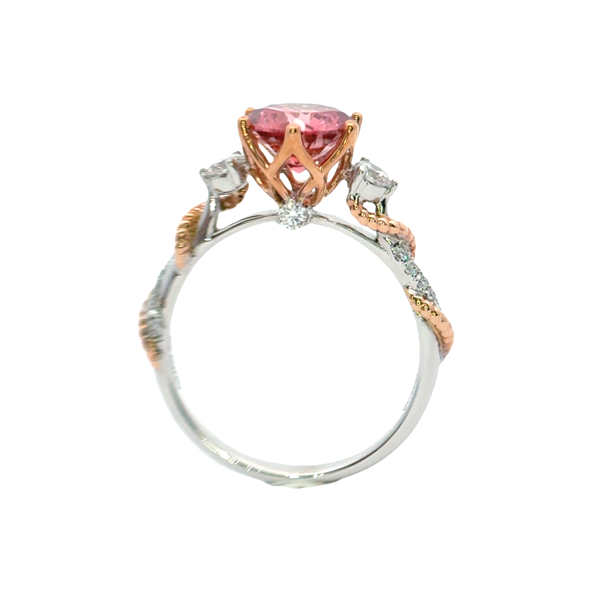LGV1108 - [Setting Only] Twisted Shank Three Stone Round Engagement Ring