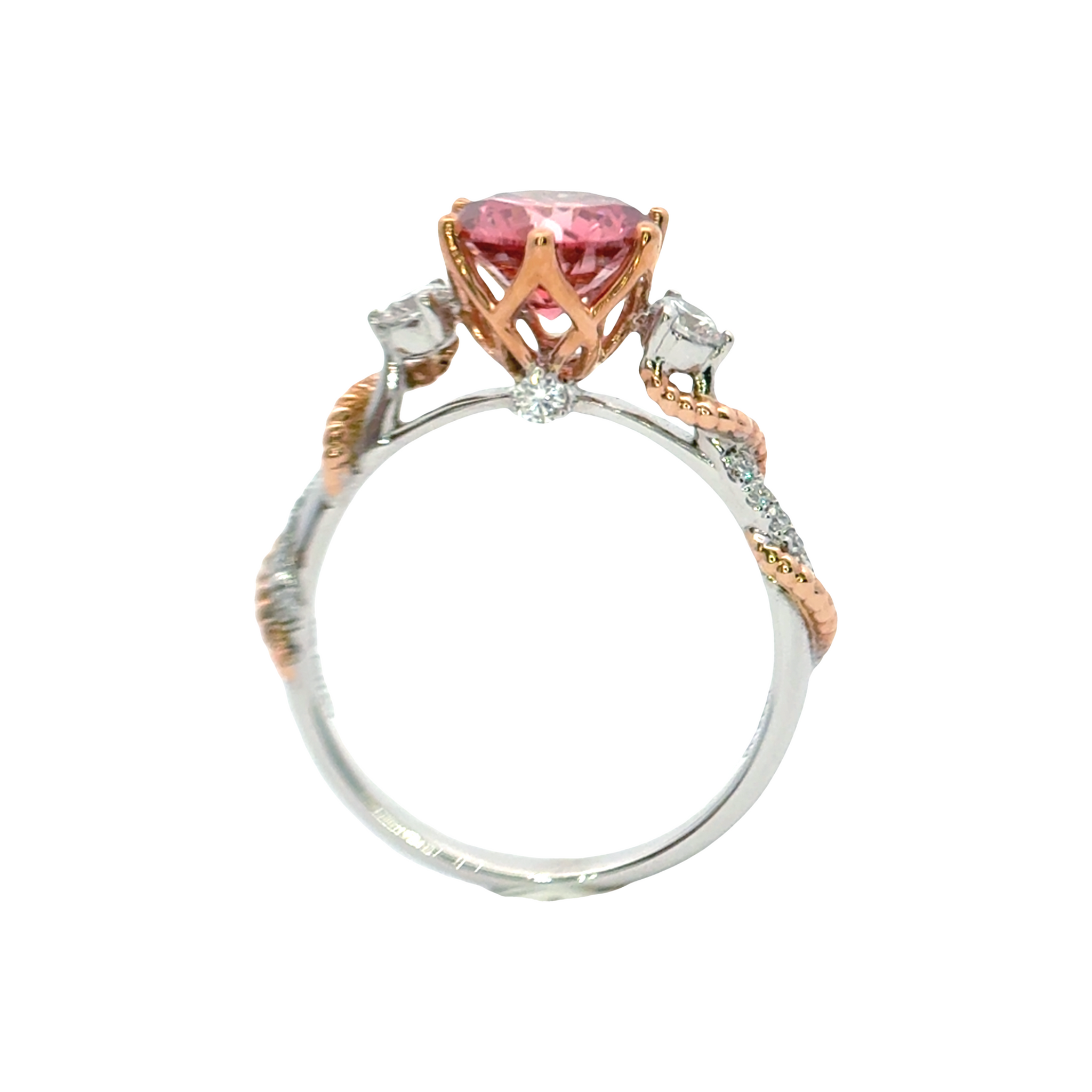 LGV1108 - [Setting Only] Twisted Shank Three Stone Round Engagement Ring