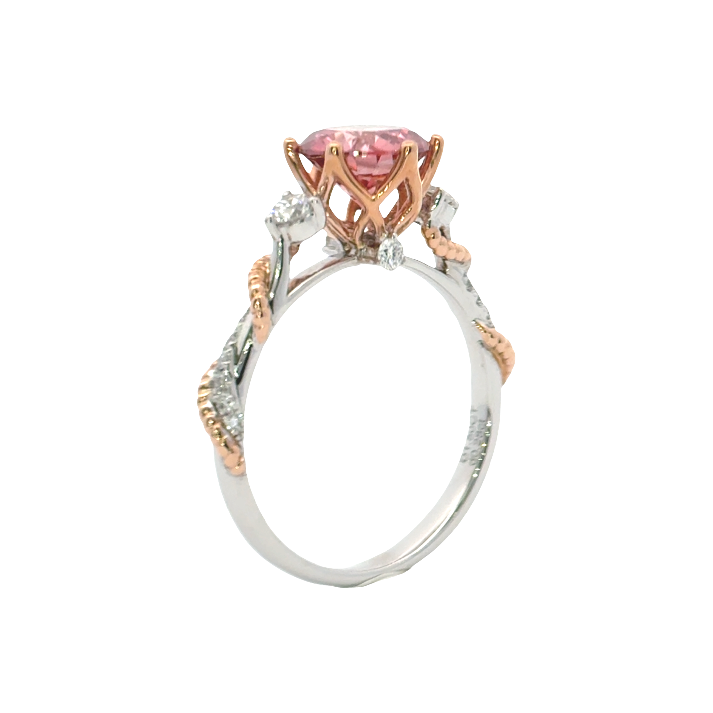 LGV1108 - [Setting Only] Twisted Shank Three Stone Round Engagement Ring