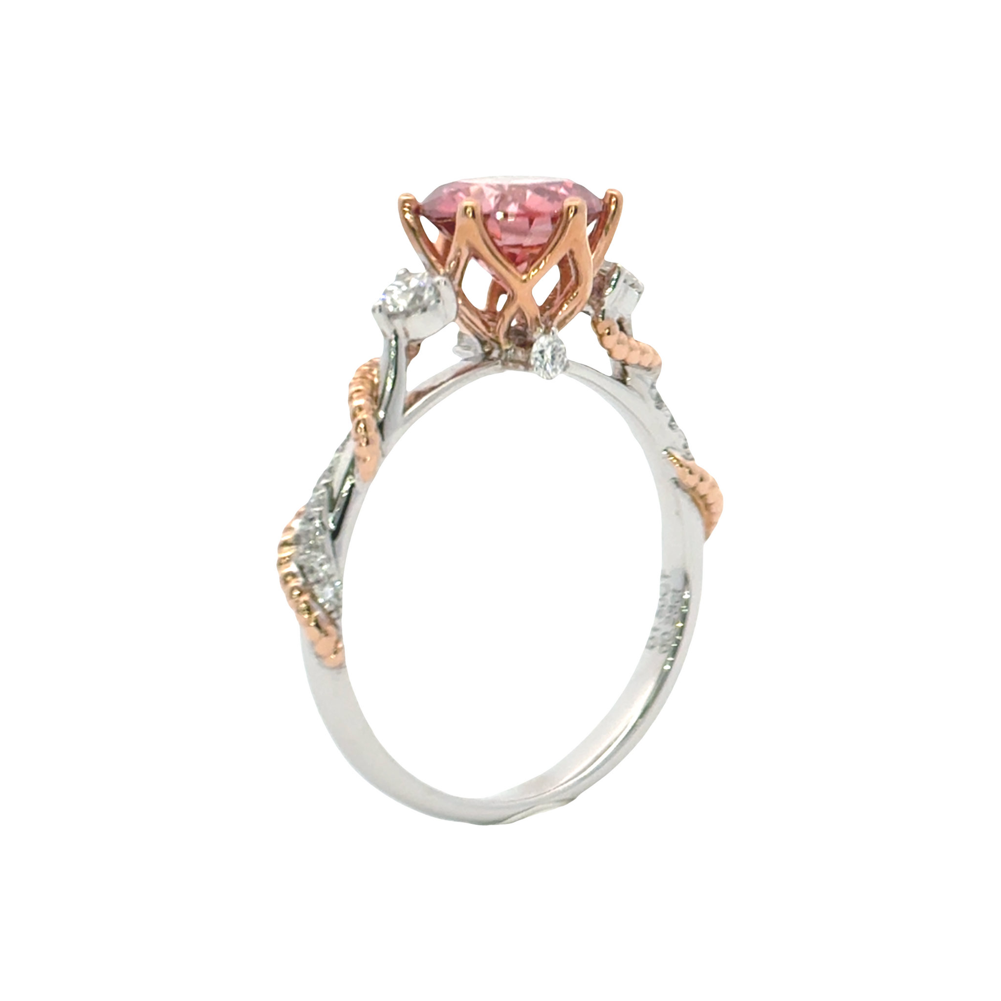 LGV1108 - [Setting Only] Twisted Shank Three Stone Round Engagement Ring