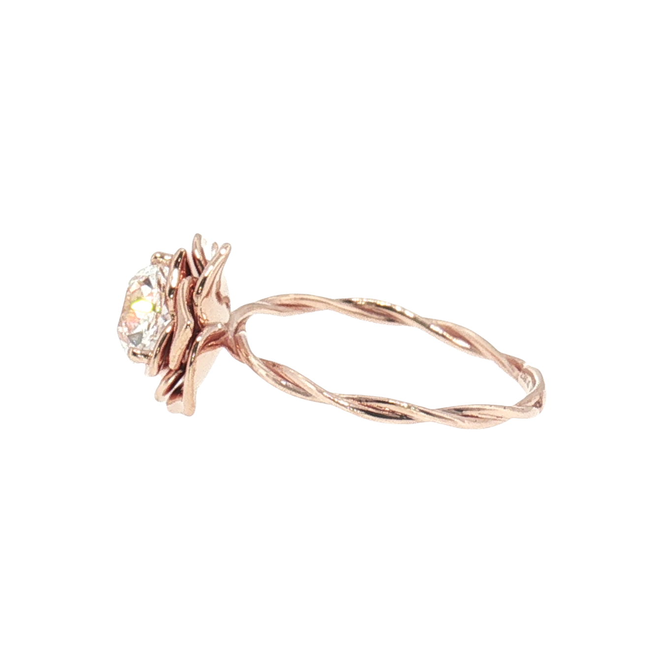 Bague de fiançailles solitaire Rose florale [seulement le sertissage] - LGR012