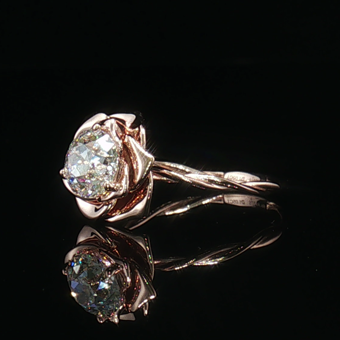 Bague de fiançailles solitaire Rose florale [seulement le sertissage] - LGR012