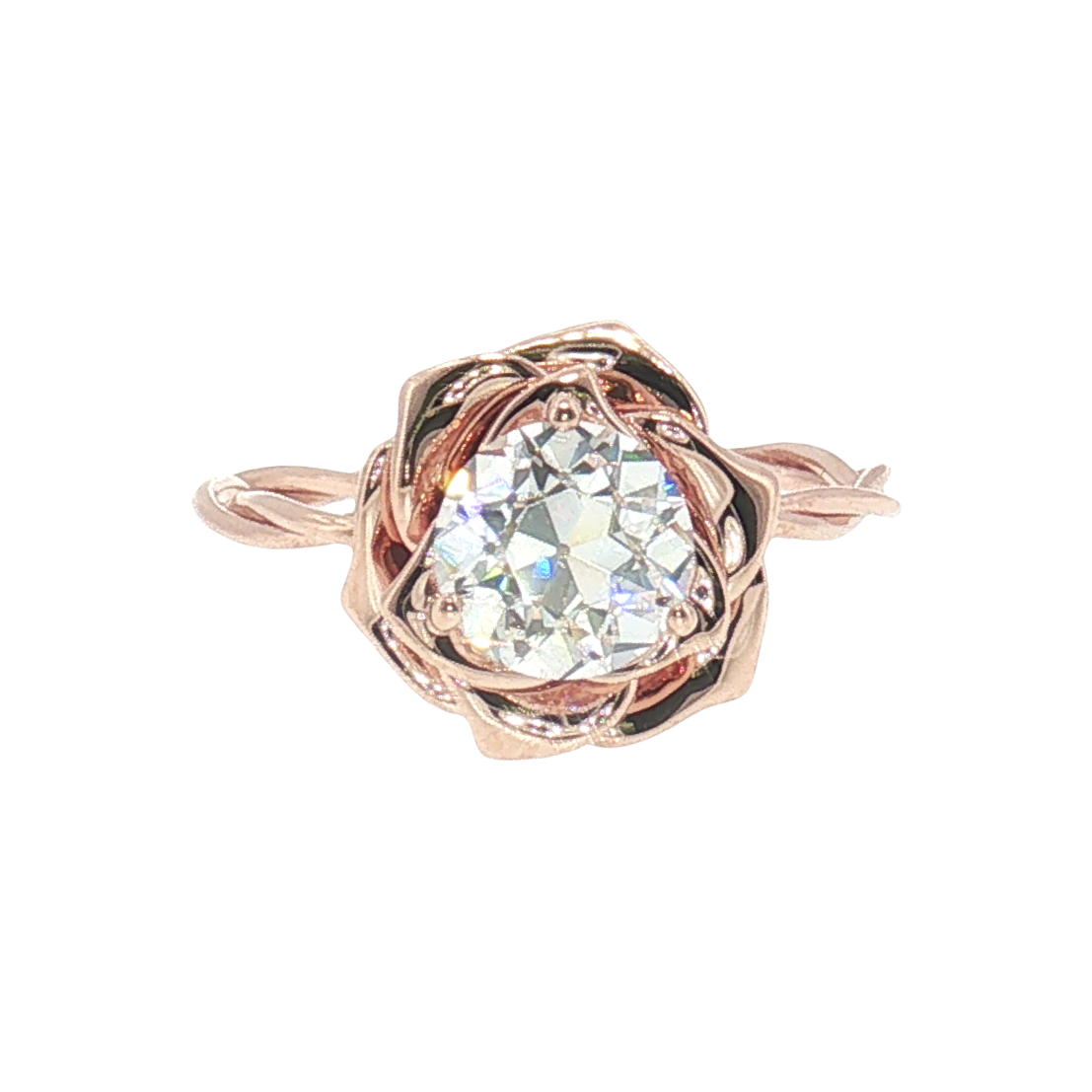 Bague de fiançailles solitaire Rose florale [seulement le sertissage] - LGR012