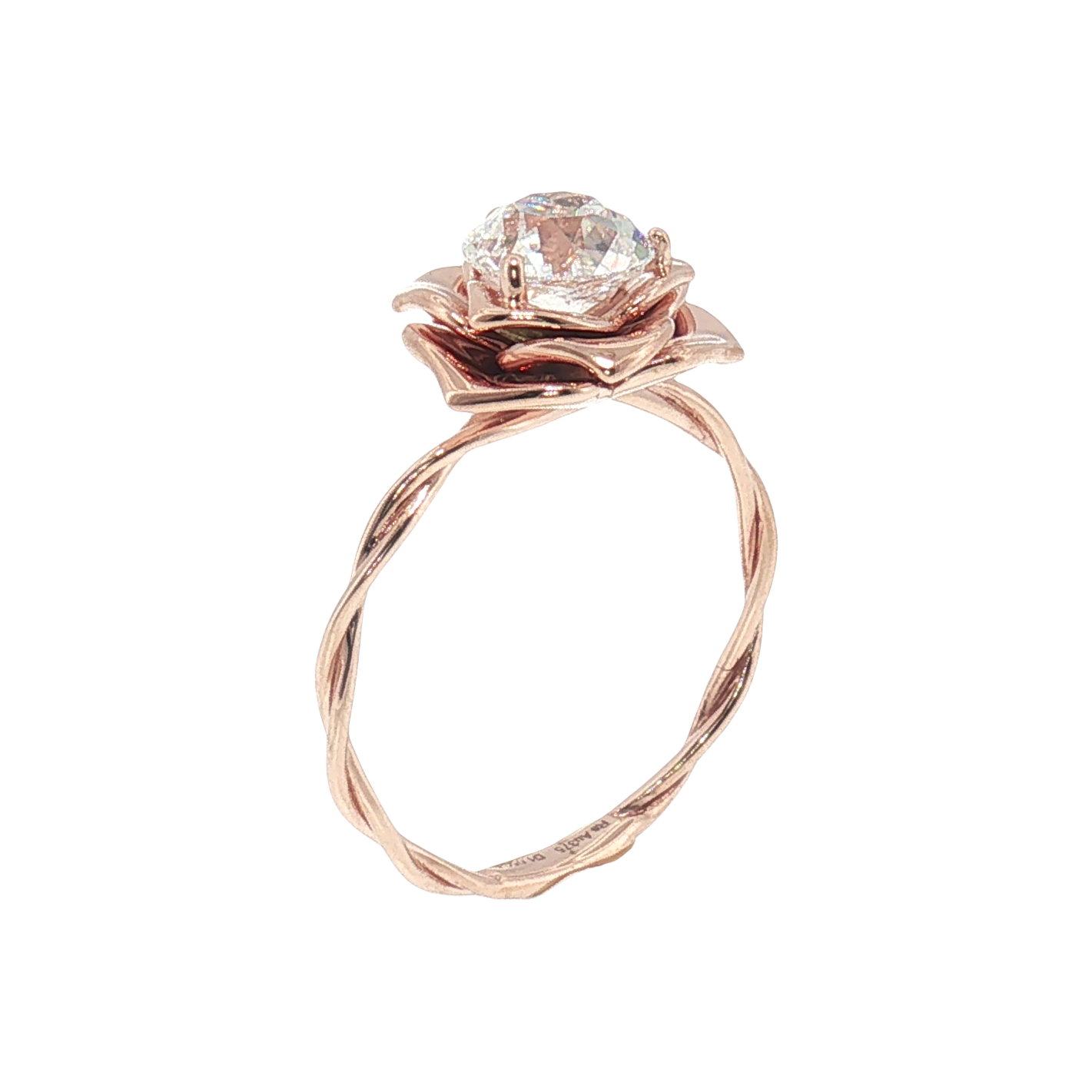 Bague de fiançailles solitaire Rose florale [seulement le sertissage] - LGR012