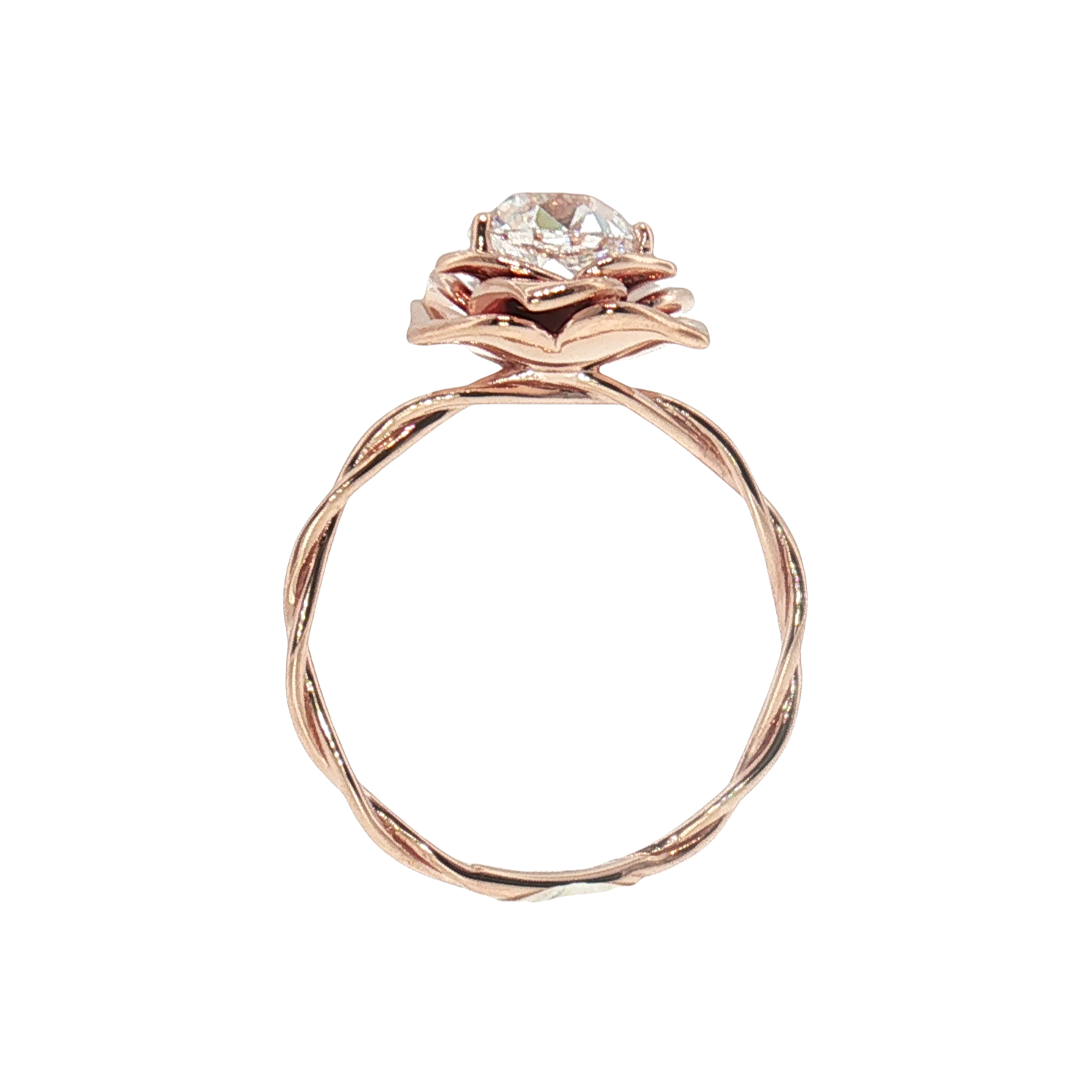 Bague de fiançailles solitaire Rose florale [seulement le sertissage] - LGR012