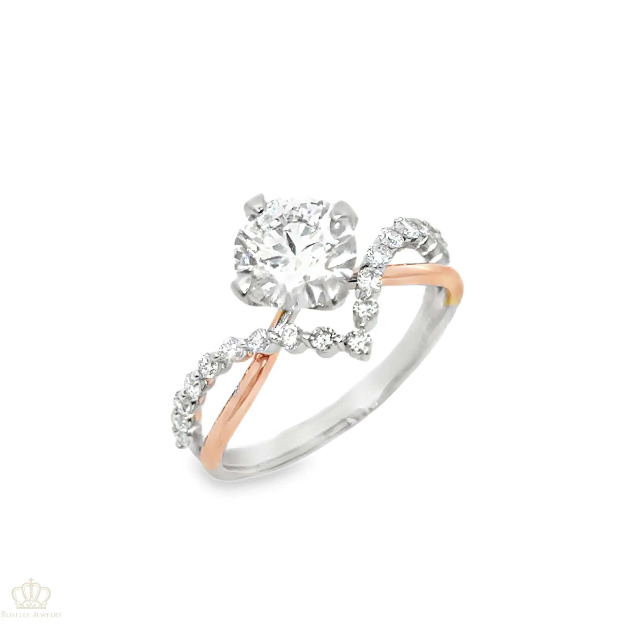 Two Tone V shape Side Stone Diamond Engagement Ring [Setting Only] - LGR042 CHARLISA™