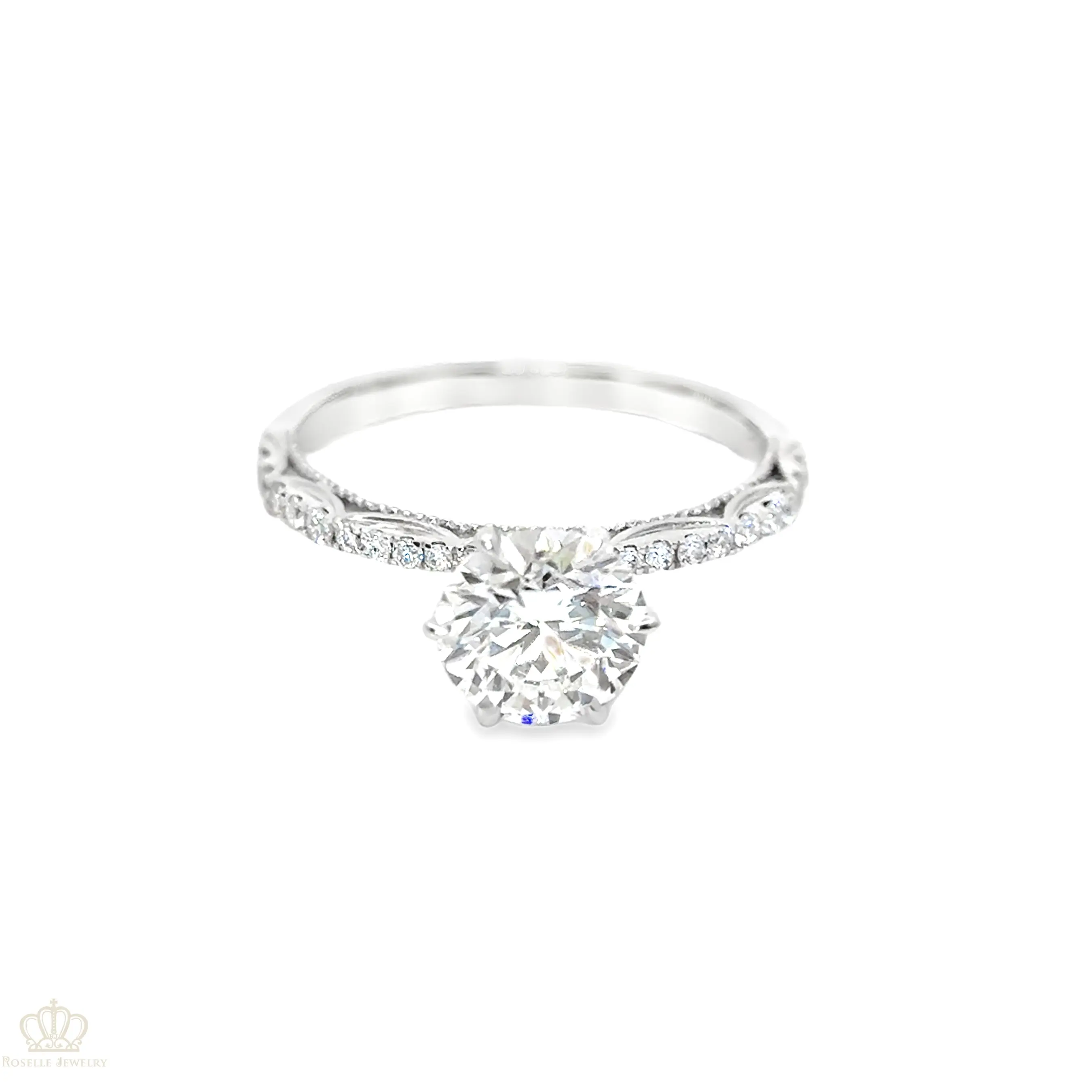 LGV210 - [Setting Only] Four Prong Side Stone Vintage Engagement Ring CHARLISA™