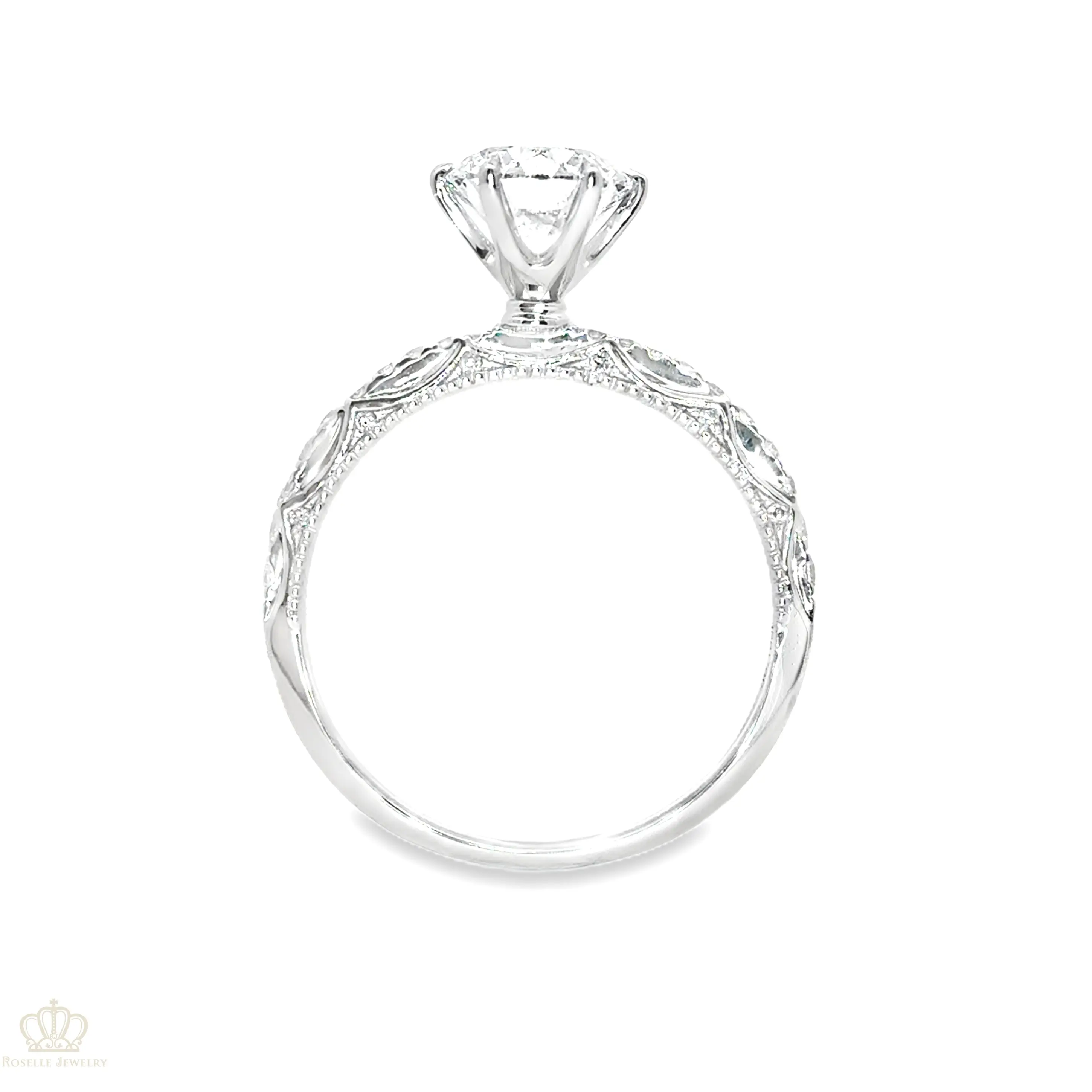 LGV210 - [Setting Only] Four Prong Side Stone Vintage Engagement Ring CHARLISA™
