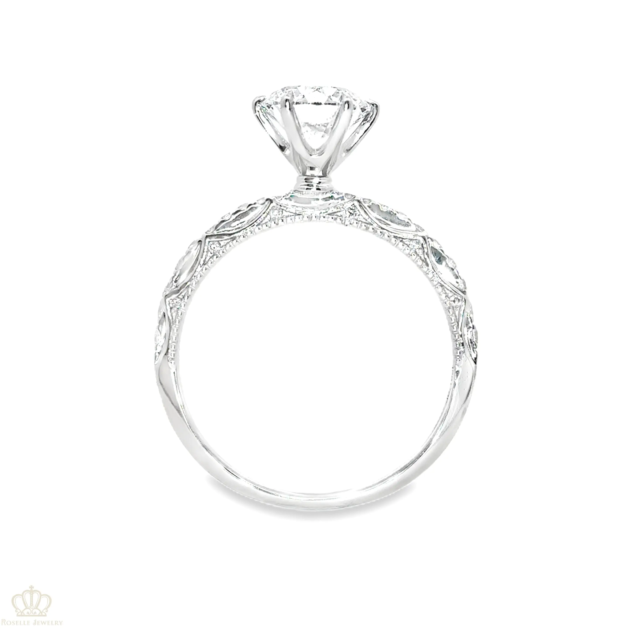 LGV210 - [Setting Only] Four Prong Side Stone Vintage Engagement Ring CHARLISA™