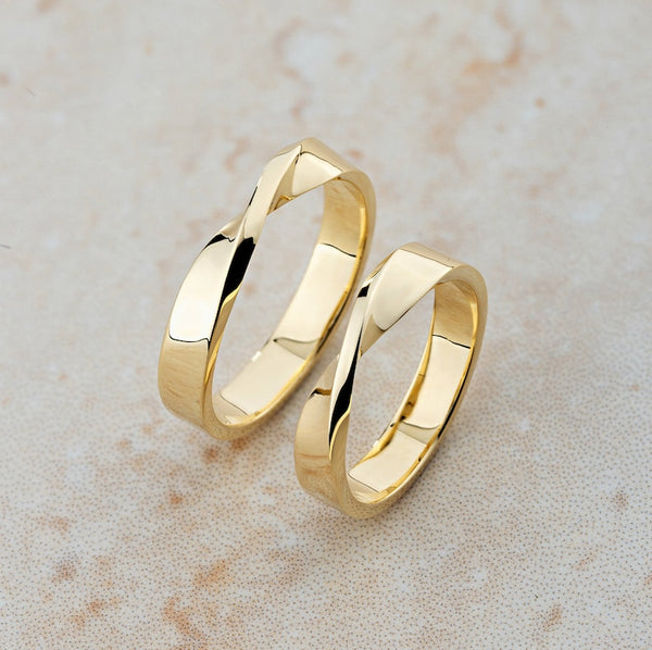 Mobius Strip Style Unique Couple Wedding Ring Set - WM33