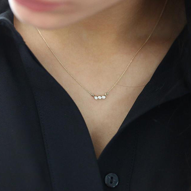 OBFJ1613 - 14k Bezel Set Diamond Necklace 2