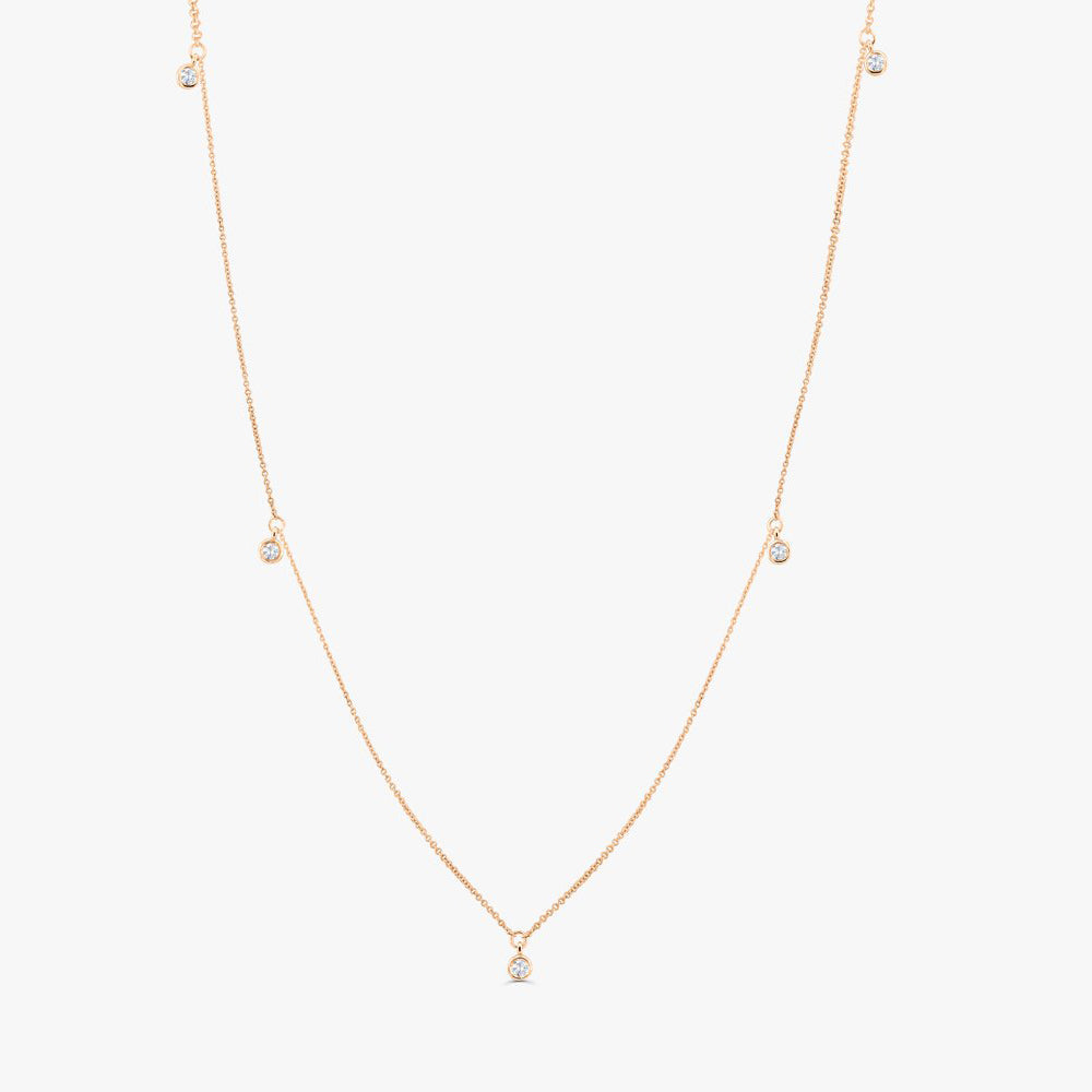 OBFJ1581 - 14k 5 Diamond Dangle Necklace 7