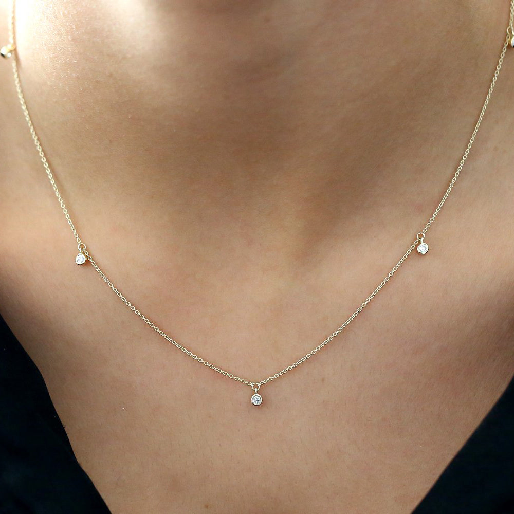 OBFJ1581 - 14k 5 Diamond Dangle Necklace 4