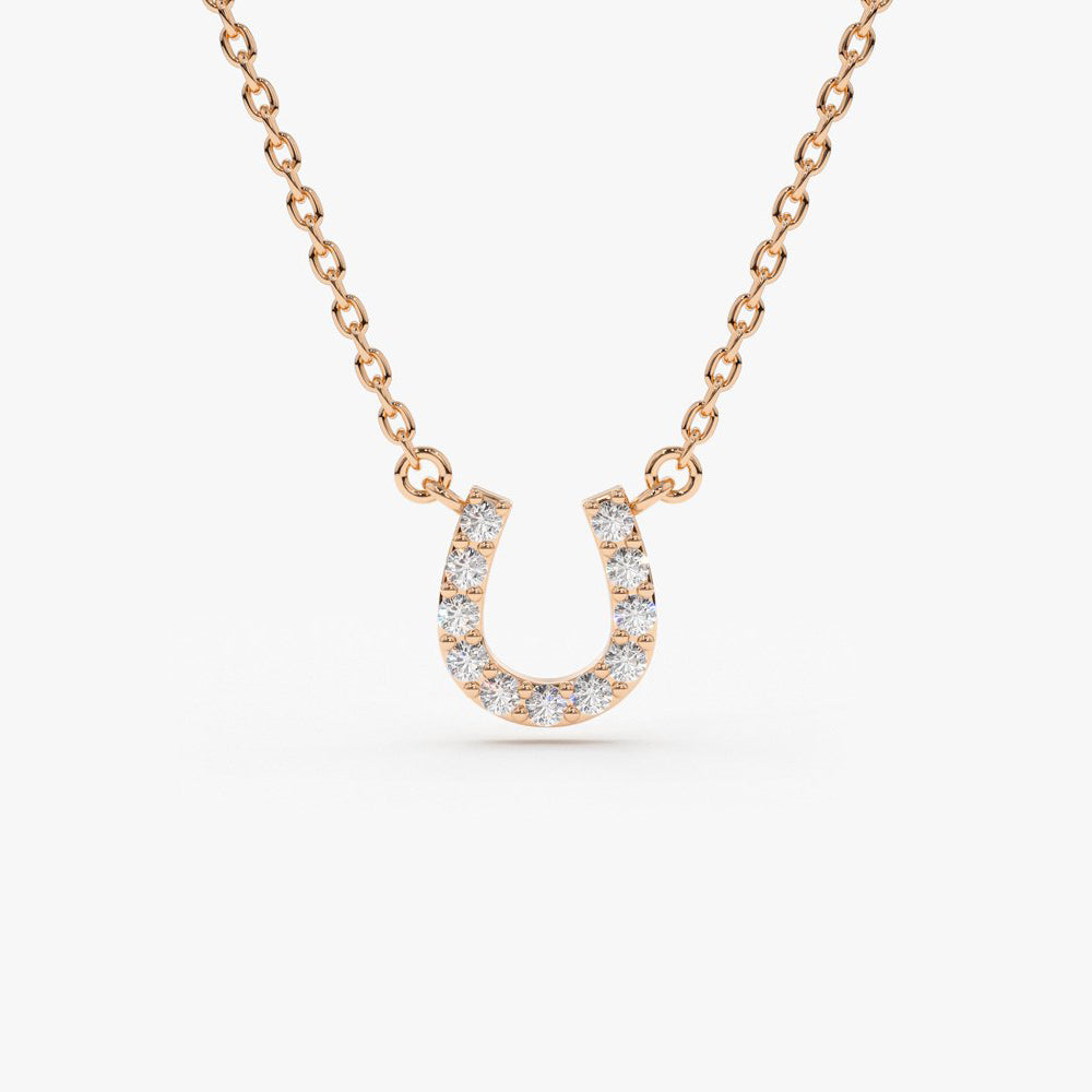 OBFJ1567 - 14K Mini Diamond Horseshoe Necklace 6