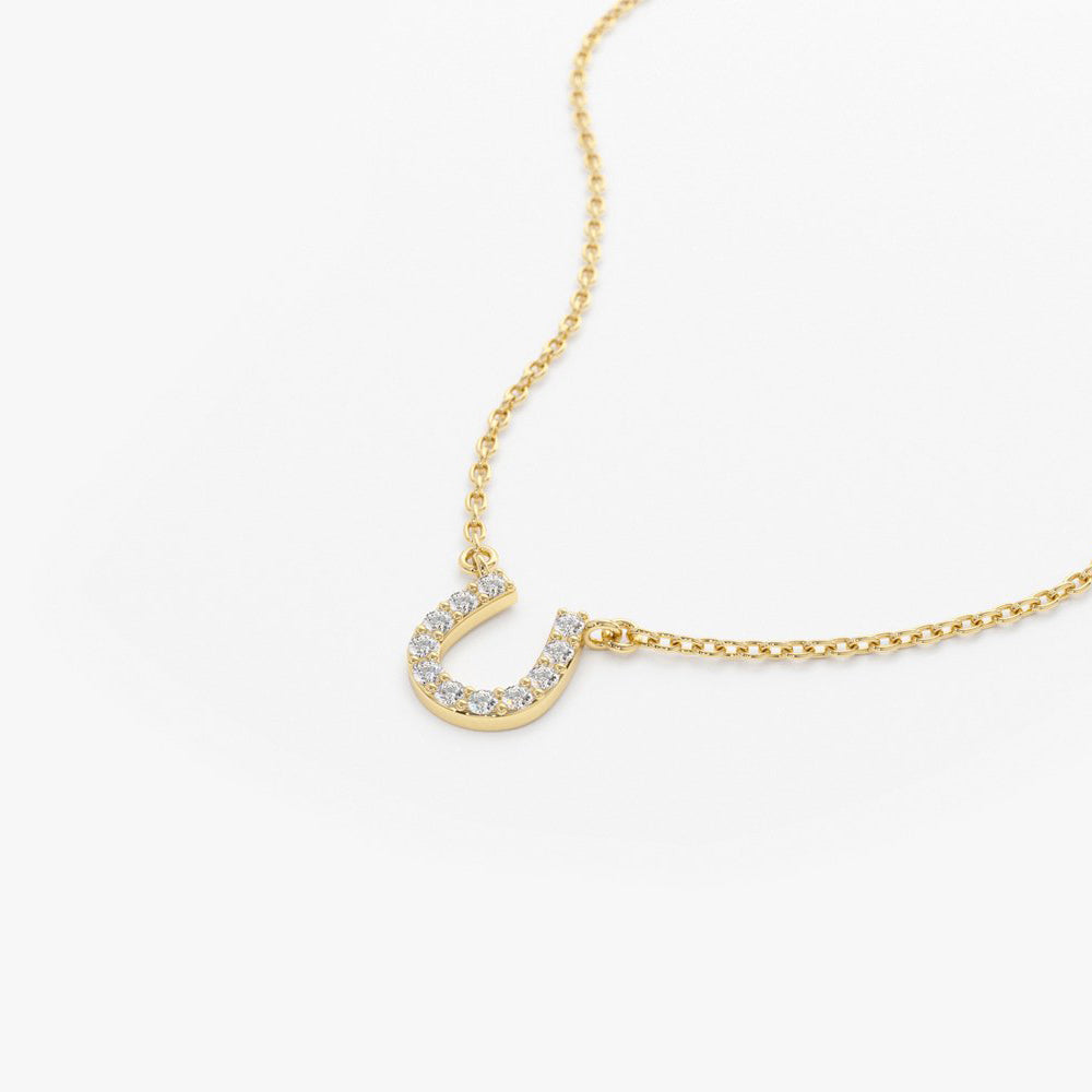 OBFJ1567 - 14K Mini Diamond Horseshoe Necklace 8