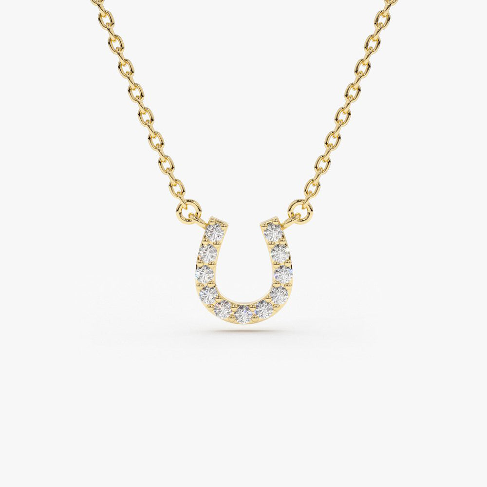 OBFJ1567 - 14K Mini Diamond Horseshoe Necklace 1