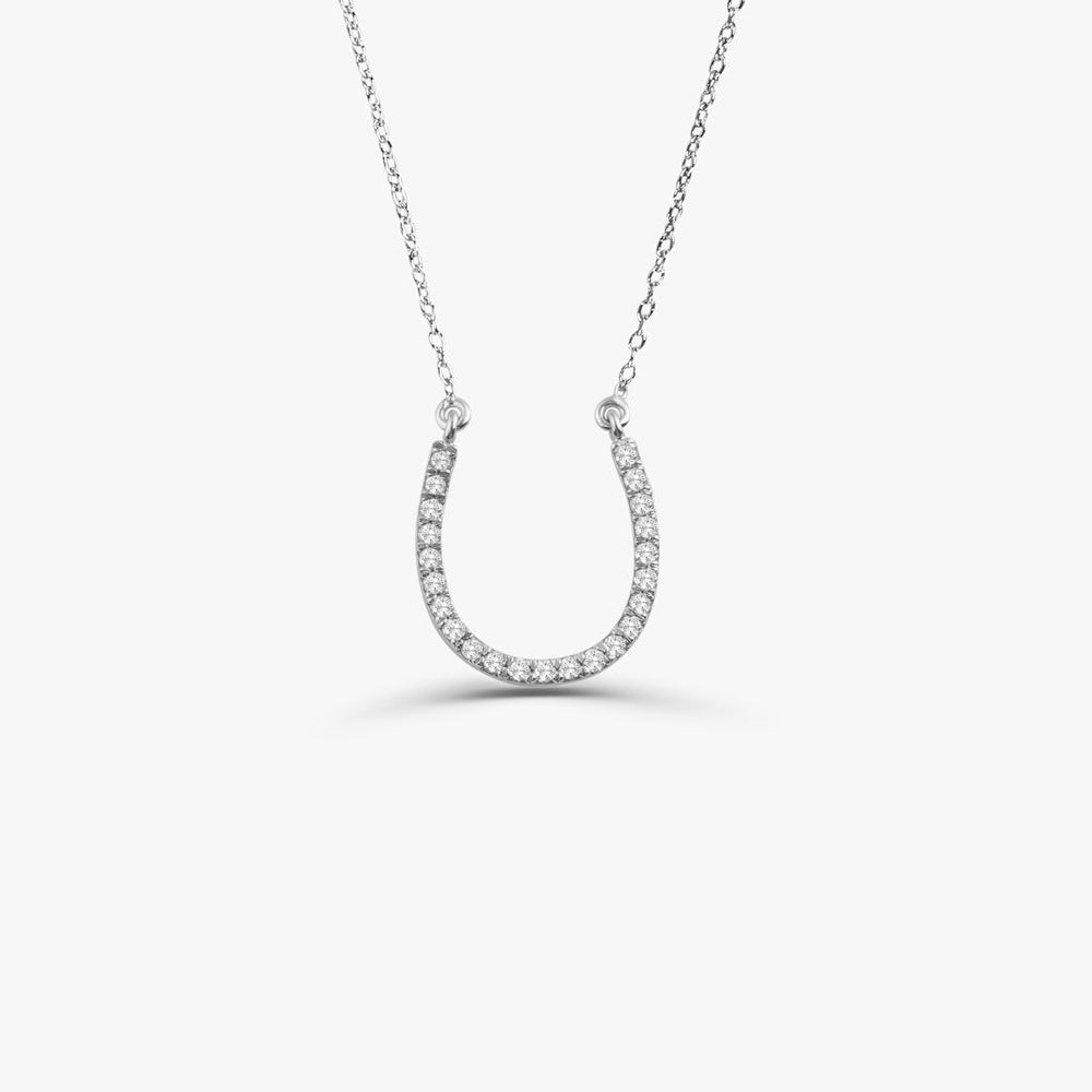 OBFJ1598 - 14k Diamond Large Horseshoe Necklace 5
