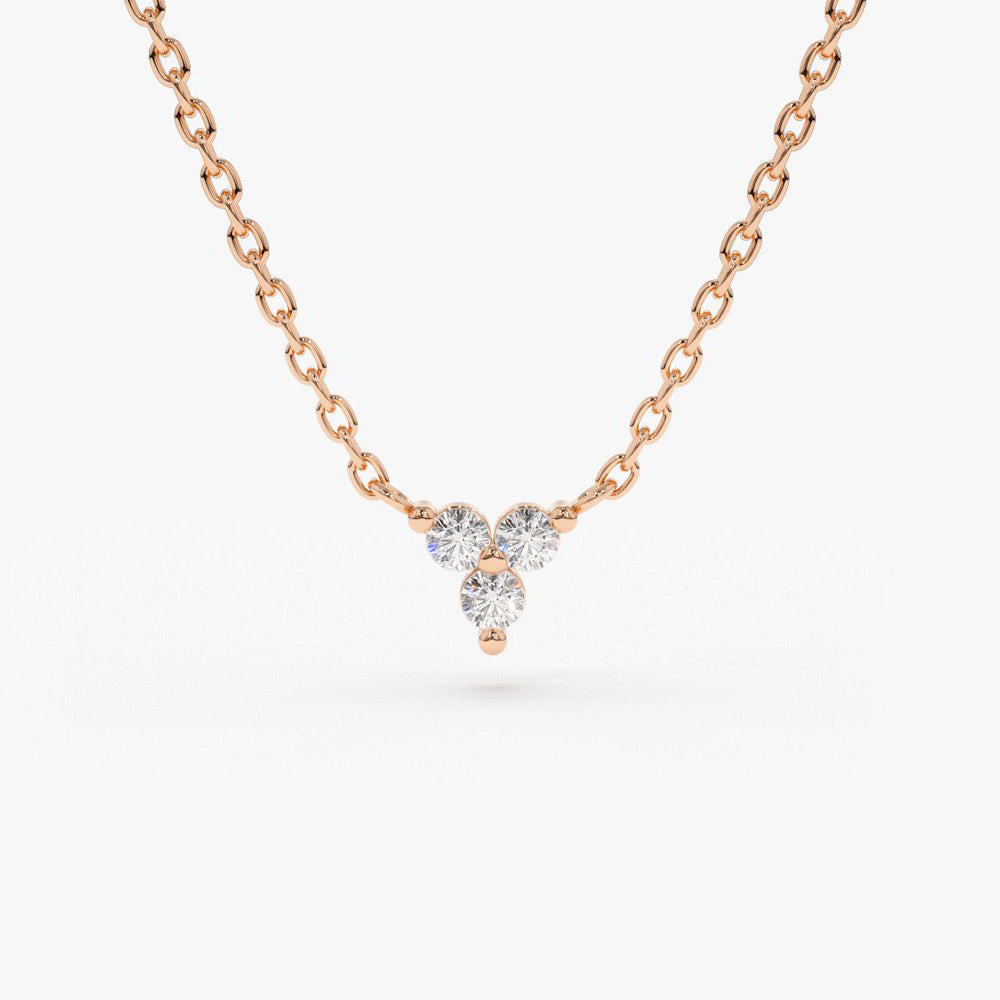 OBFJ1601 - 14K Gold Round Cut Diamond Trio Necklace 4