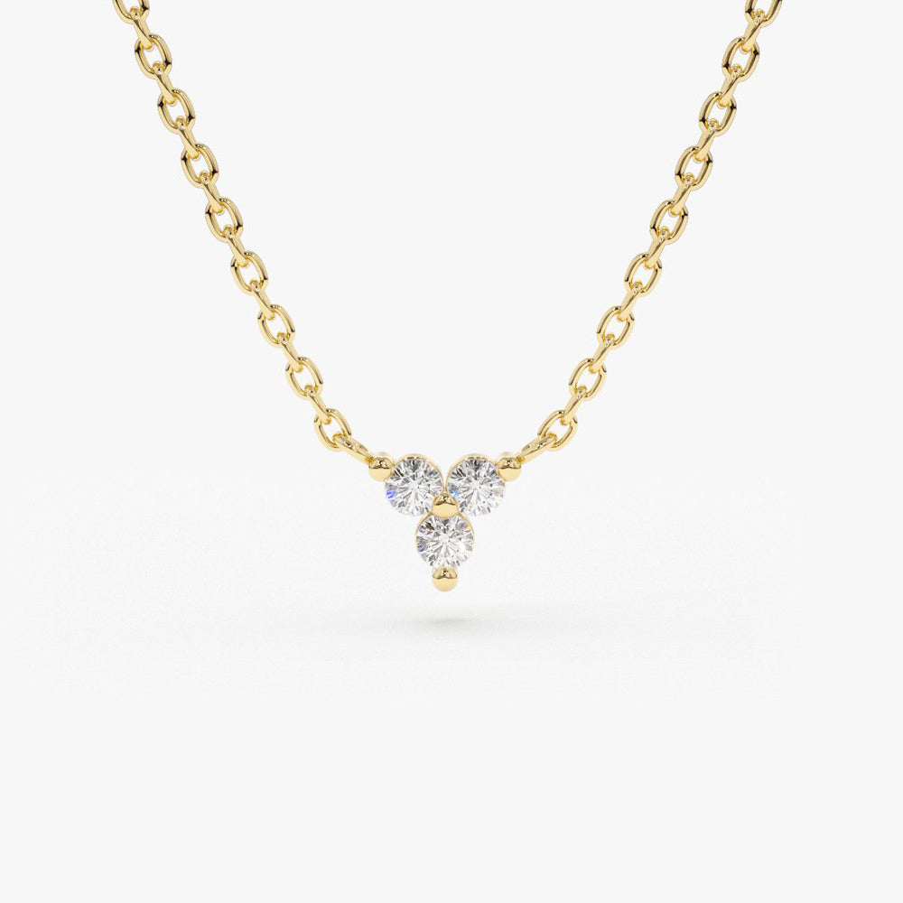 OBFJ1601 - 14K Gold Round Cut Diamond Trio Necklace 1