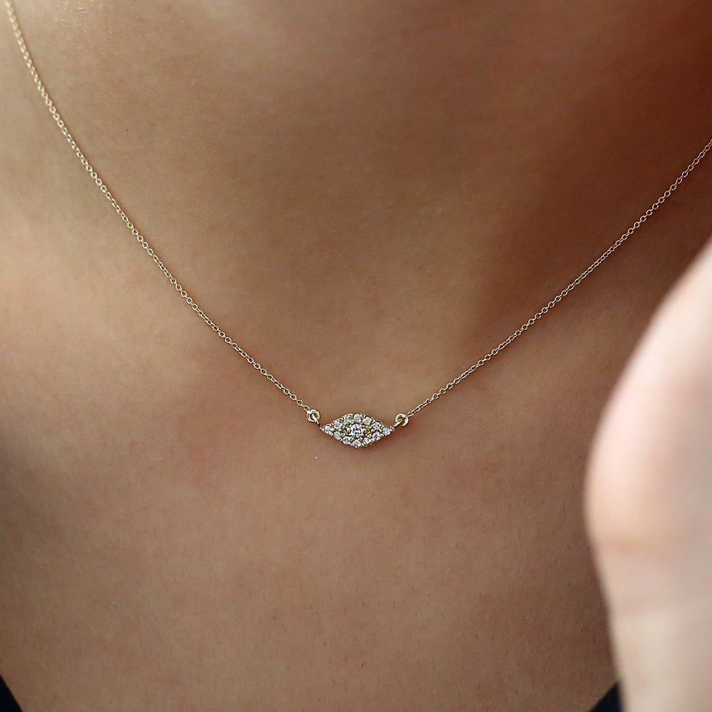 OBFJ1651 - 14K Gold Diamond Evil Eye Necklace 2
