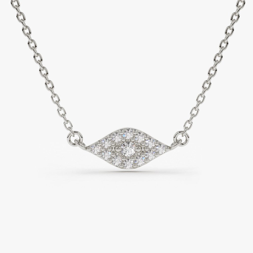 OBFJ1651 - 14K Gold Diamond Evil Eye Necklace 7