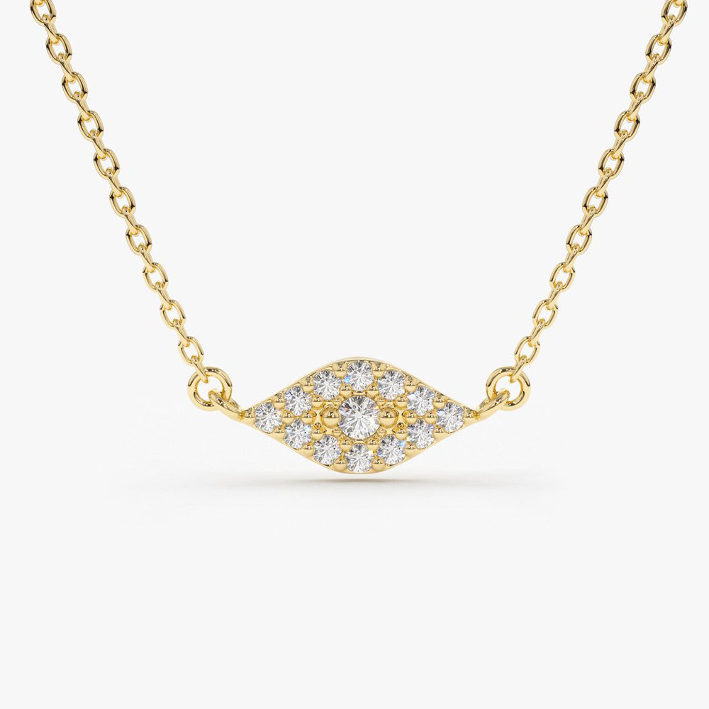 OBFJ1651 - 14K Gold Diamond Evil Eye Necklace 1