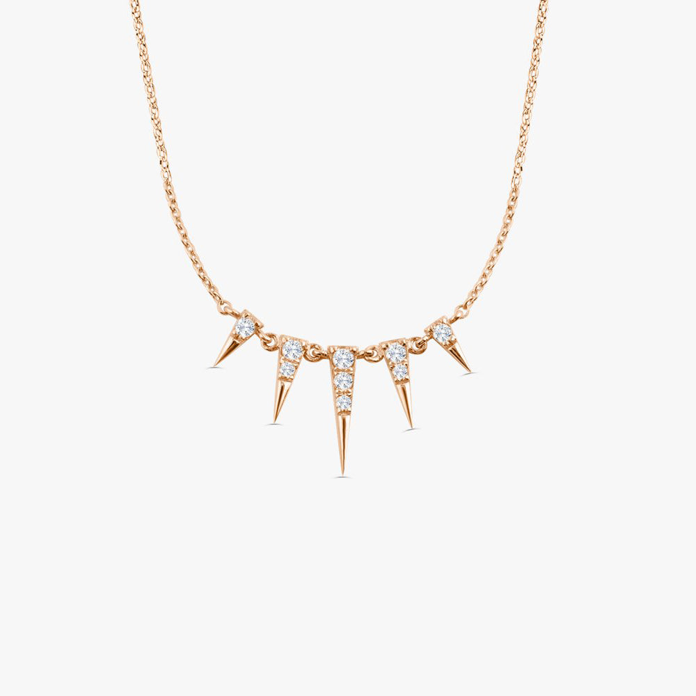 OBFJ1652 - 14K Gold Diamond Spike Necklace 4