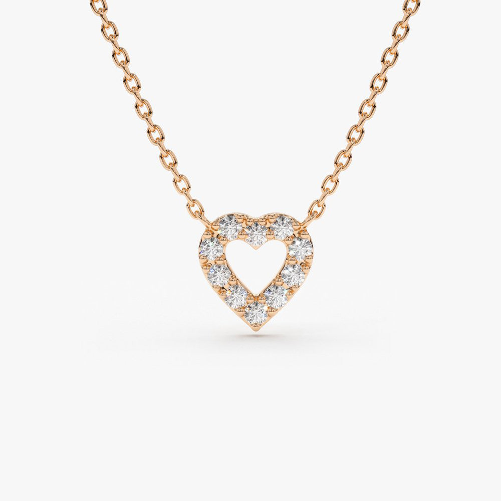 OBFJ1644 - 14K Gold Tiny Diamond Heart Necklace 6