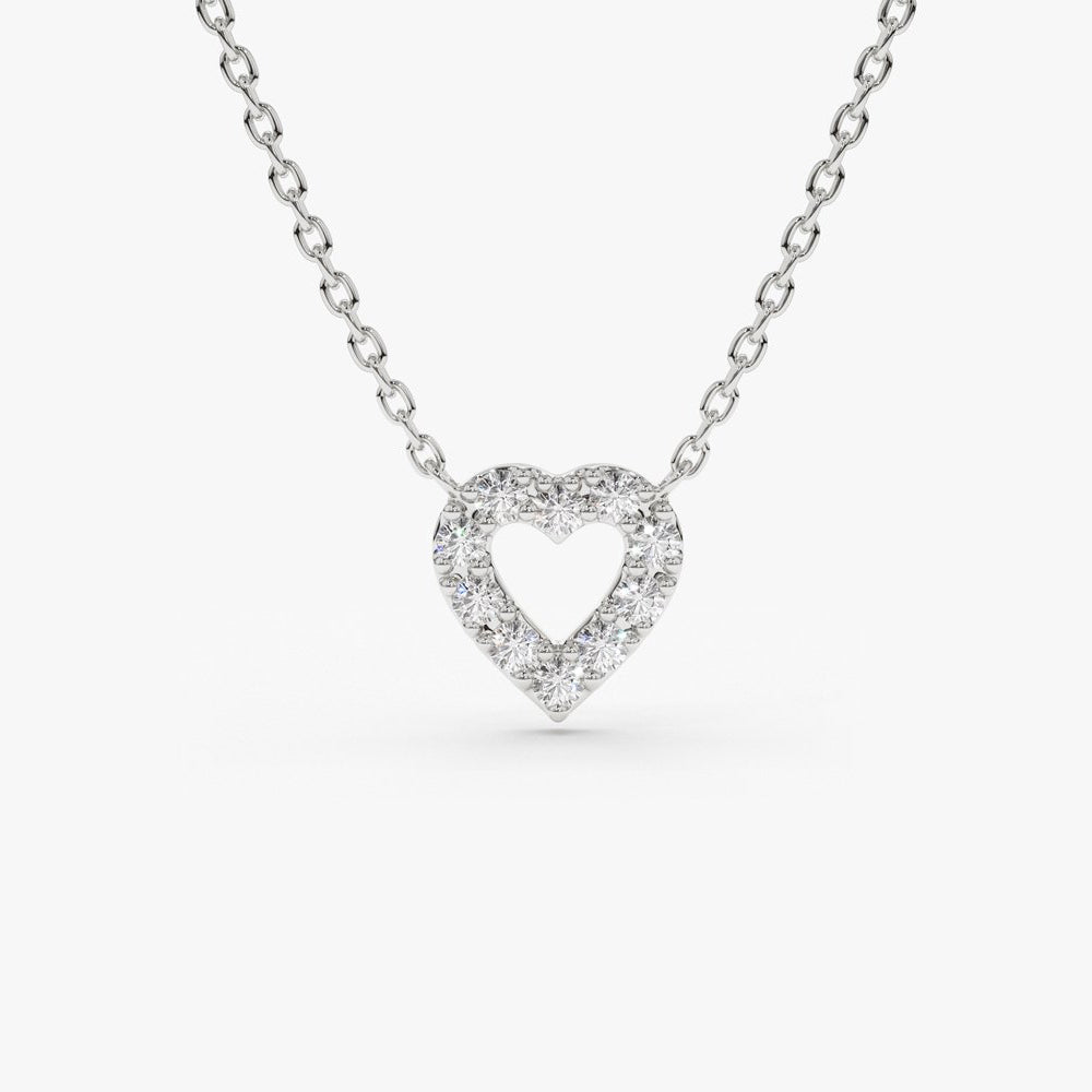 OBFJ1644 - 14K Gold Tiny Diamond Heart Necklace 7