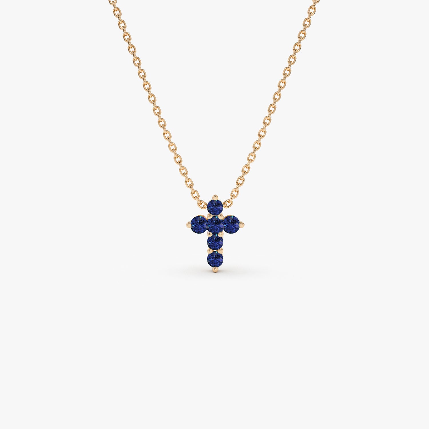 OBFJ0982 - 14K Tiny Sapphire Cross Necklace 1