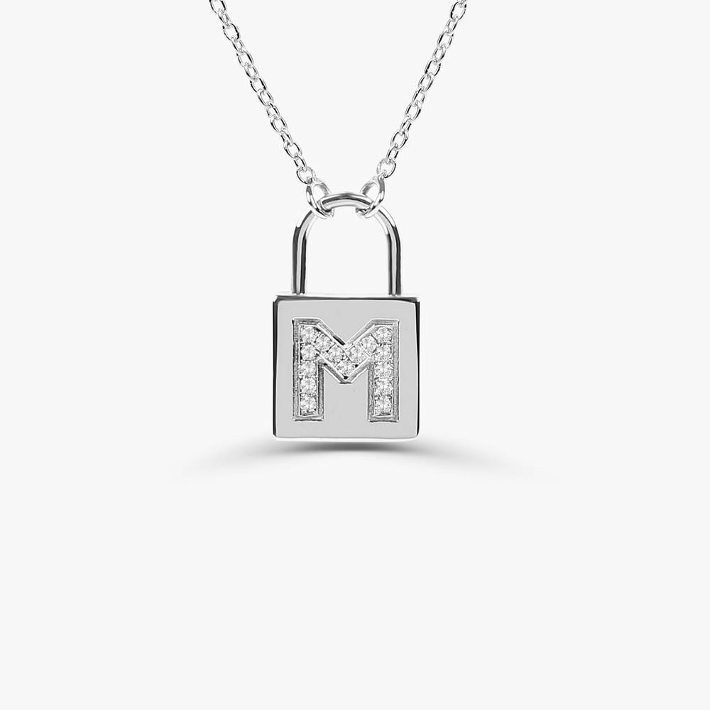 OBFJ1650 - 14K Gold Padlock Initial Necklace 5