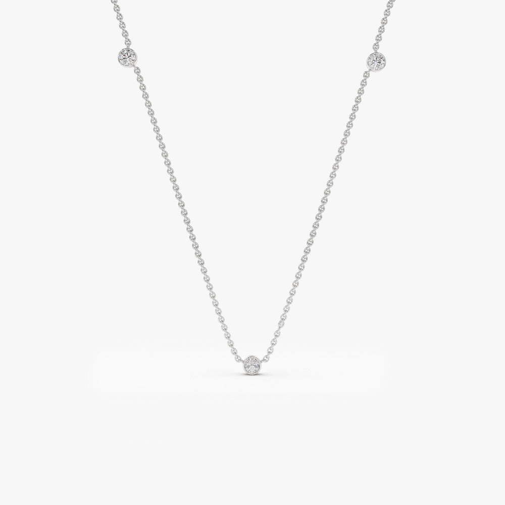 OBFJ1739 - 14k Bezel Setting Diamond by the Yard Necklace 5