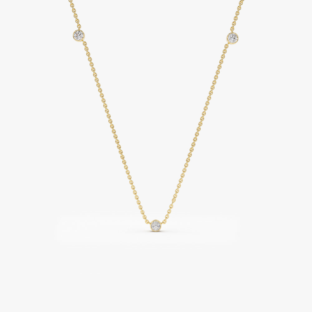 OBFJ1739 - 14k Bezel Setting Diamond by the Yard Necklace 1