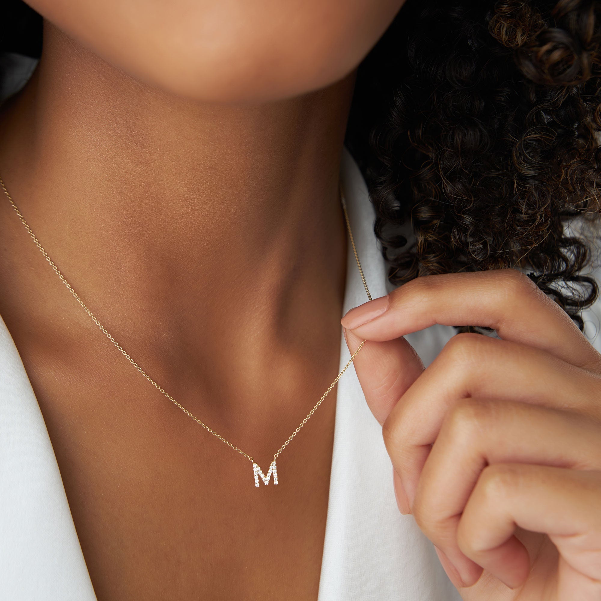 OBFJ1740 - 14K Gold Diamond Initial Necklace 2