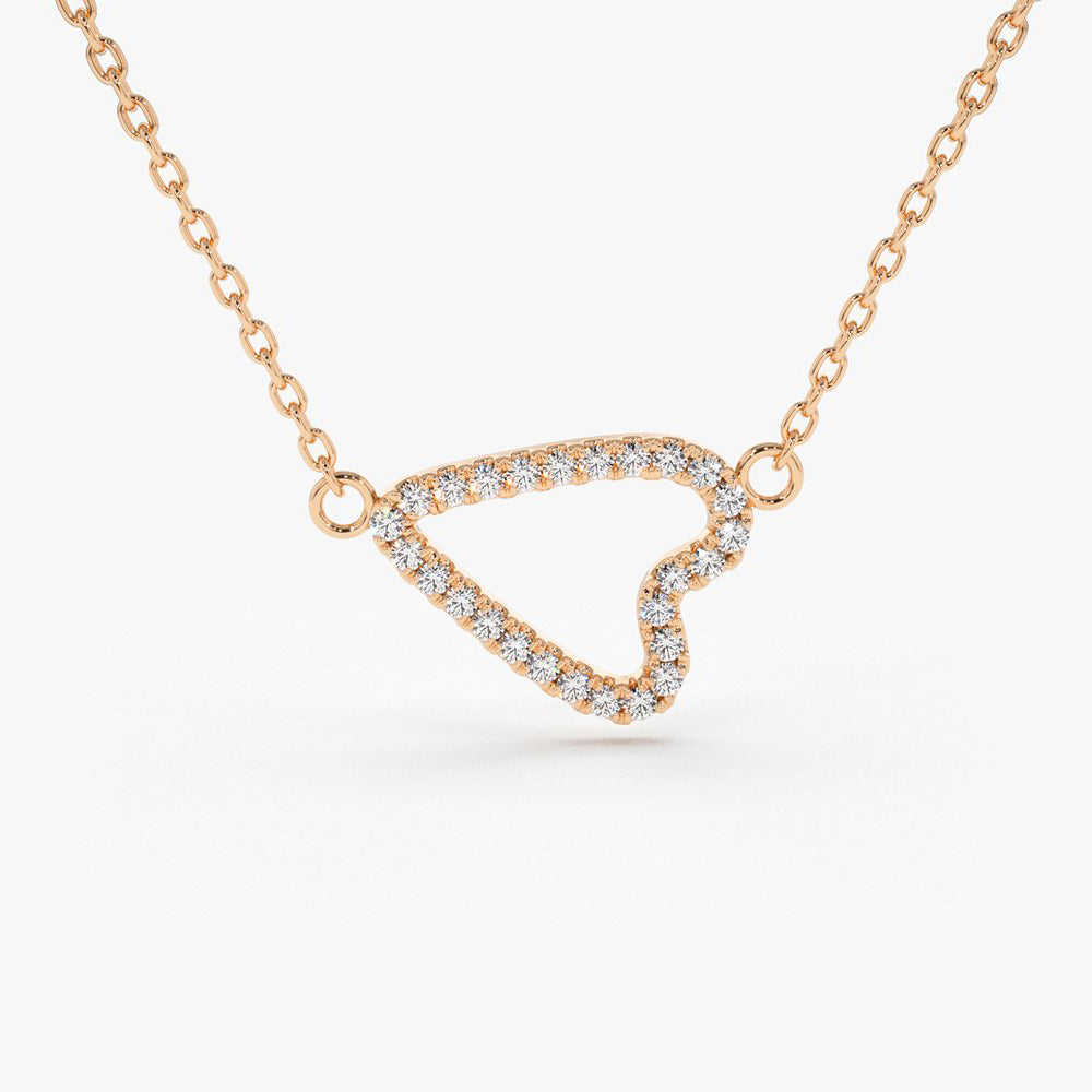OBFJ1641 - 14K Gold Sideways Diamond Heart in Micro Pave Setting 5