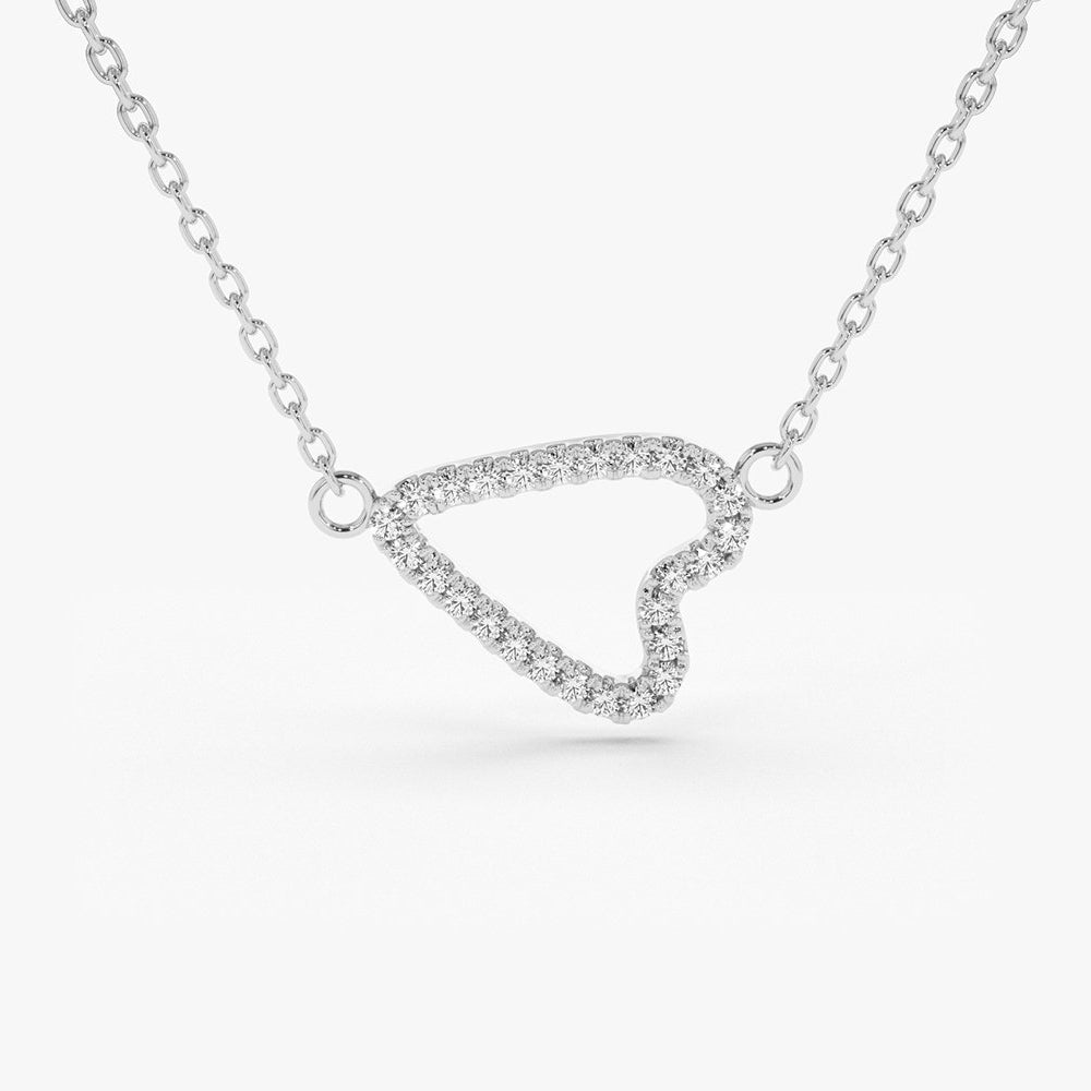 OBFJ1641 - 14K Gold Sideways Diamond Heart in Micro Pave Setting 4