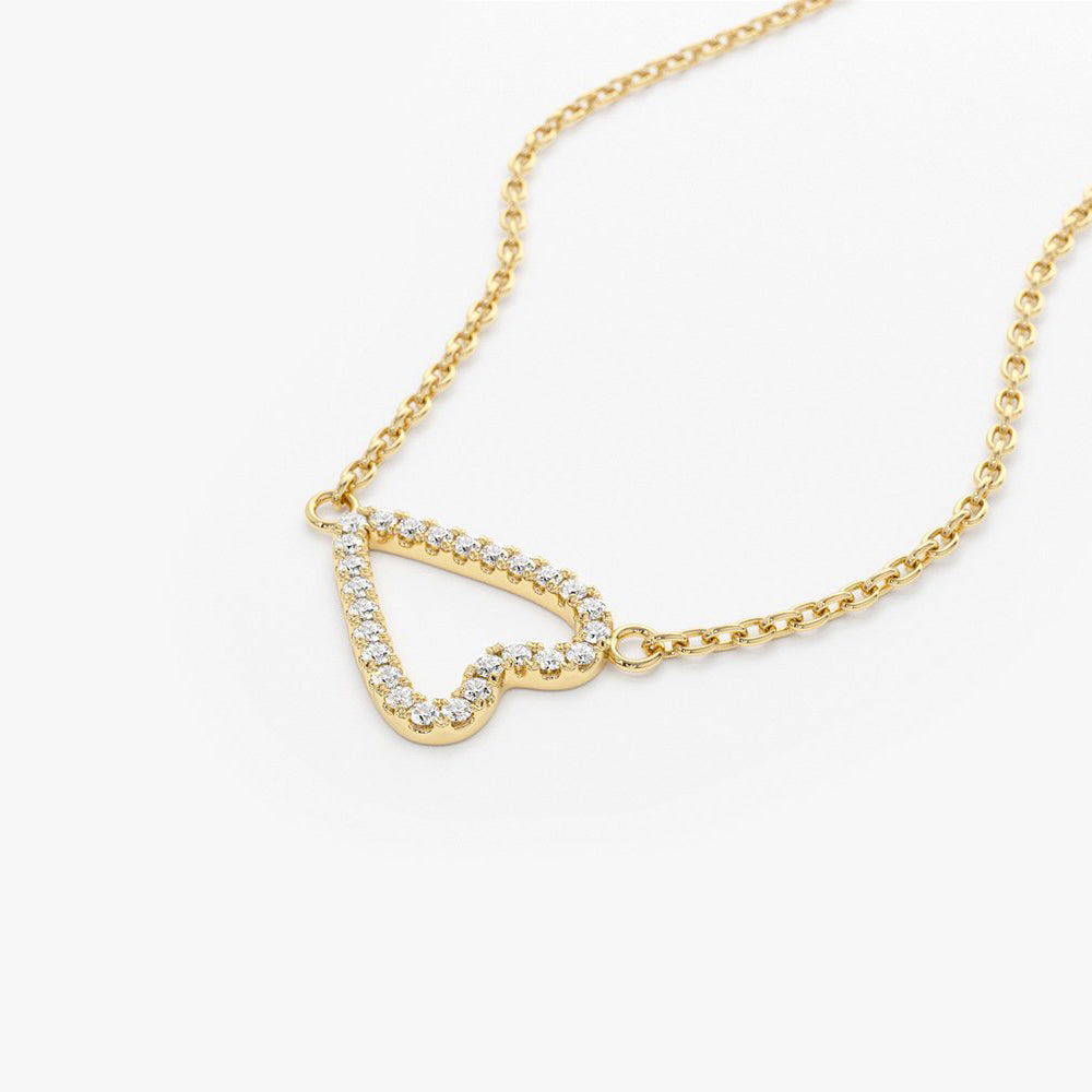 OBFJ1641 - 14K Gold Sideways Diamond Heart in Micro Pave Setting 6
