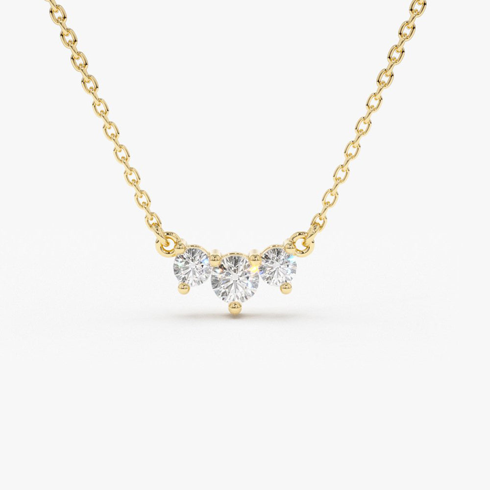 OBFJ1642 - 14K Gold Classic Trio Diamond Necklace 1