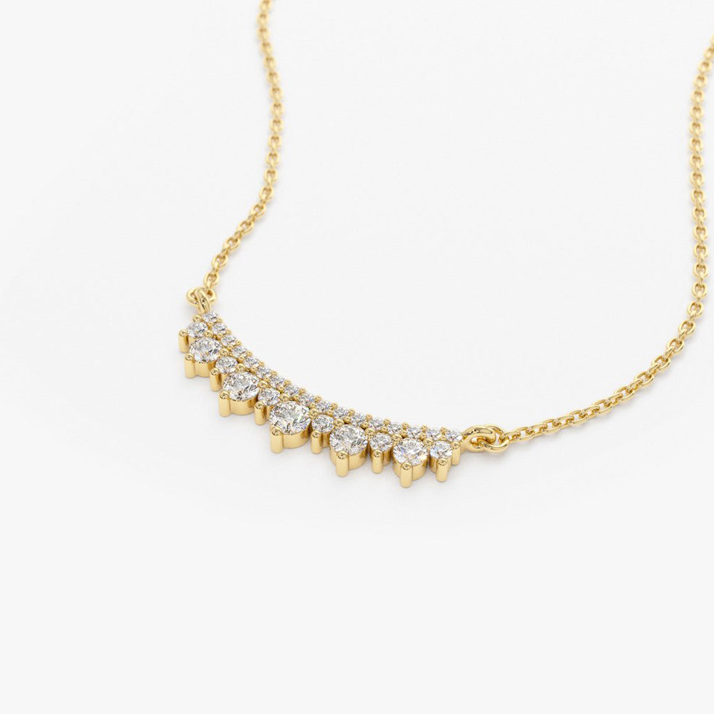 OBFJ1879 - Curved Bar Diamond Necklace necklace in selectable metal and diamond options - Roselle Jewelry view 7