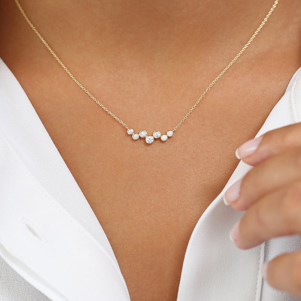 OBFJ1734 - 14K Gold Floating Diamond Bubble Necklace 3