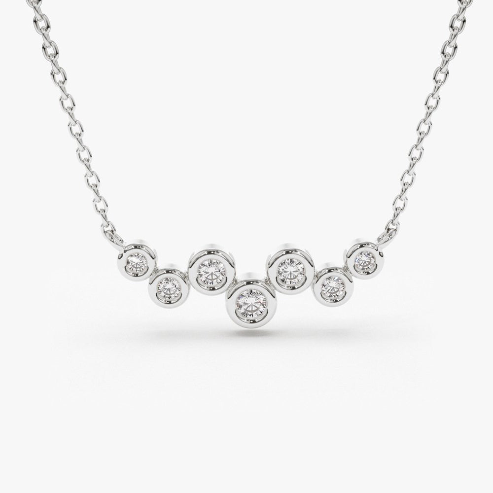 OBFJ1734 - 14K Gold Floating Diamond Bubble Necklace 6