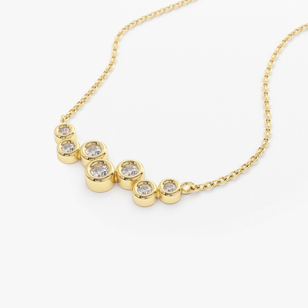 OBFJ1734 - 14K Gold Floating Diamond Bubble Necklace 7