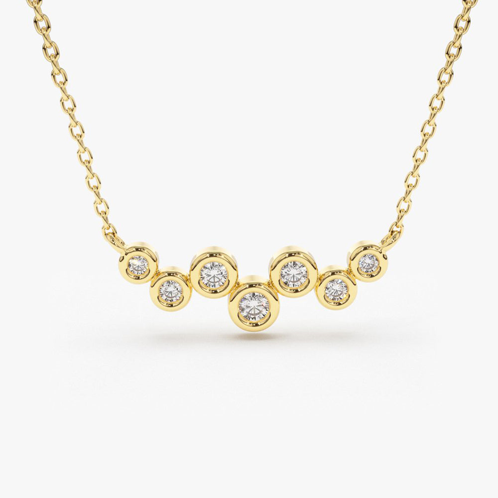 OBFJ1734 - 14K Gold Floating Diamond Bubble Necklace 1