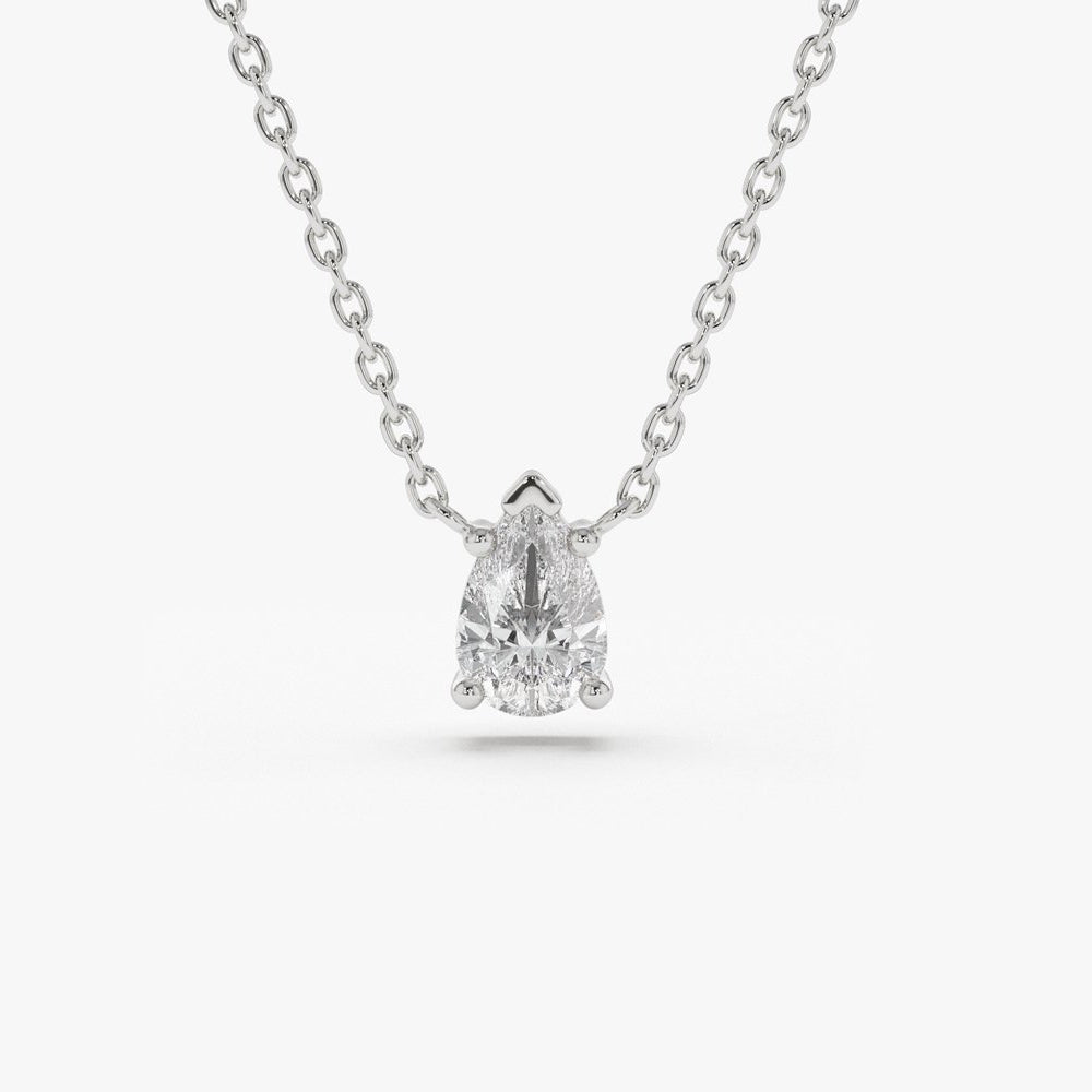 OBFJ1738 - 14K Gold Pear Shape Diamond Solitaire Necklace 8