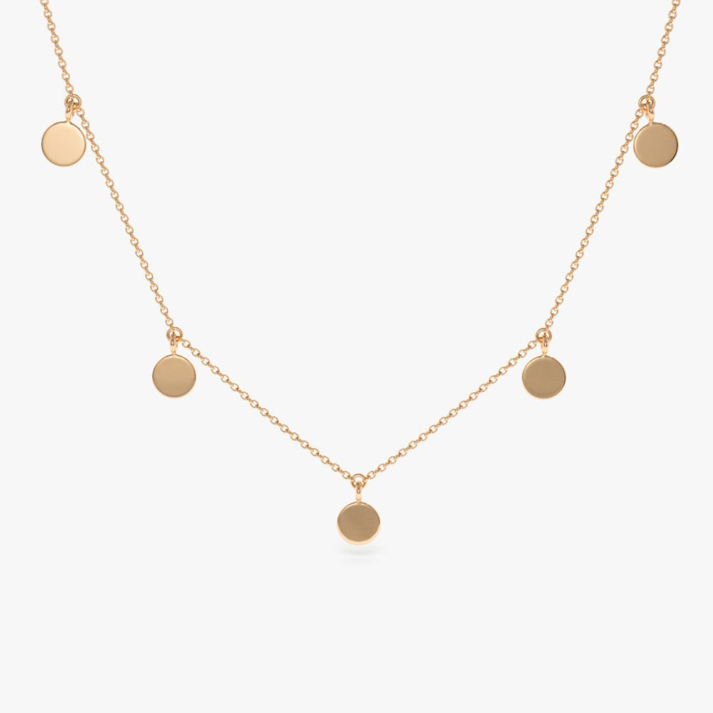 OBFJ1799 - Coin Disc Choker Necklace necklace in selectable metal and diamond options - Roselle Jewelry view 7