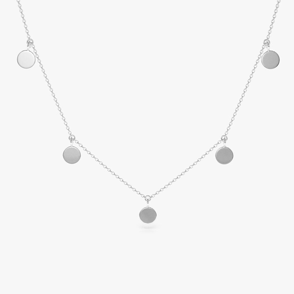 OBFJ1799 - Coin Disc Choker Necklace necklace in selectable metal and diamond options - Roselle Jewelry view 8