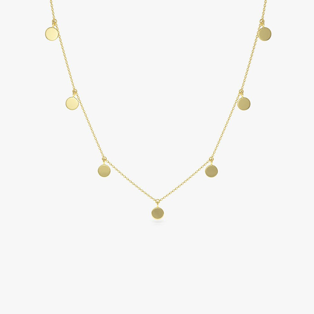 OBFJ1799 - Coin Disc Choker Necklace necklace in selectable metal and diamond options - Roselle Jewelry view 9