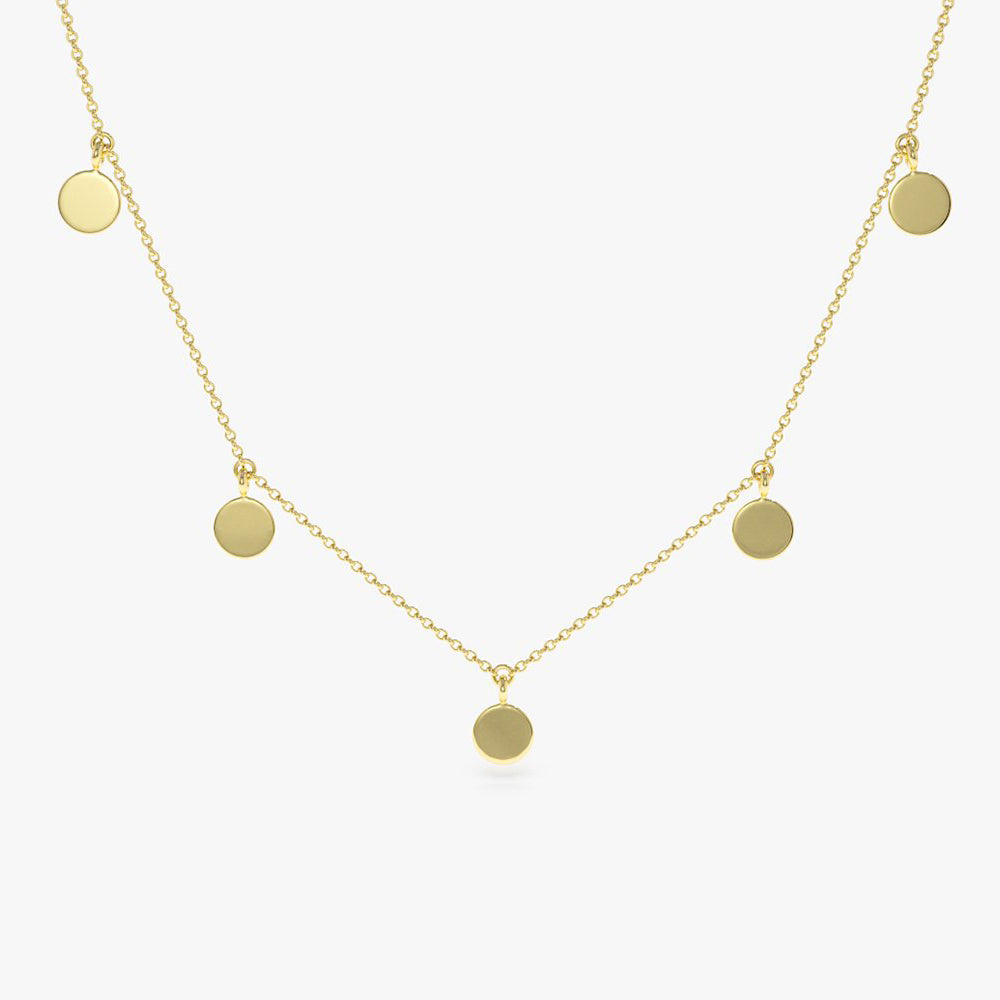 OBFJ1799 - Coin Disc Choker Necklace necklace in selectable metal and diamond options - Roselle Jewelry view 1